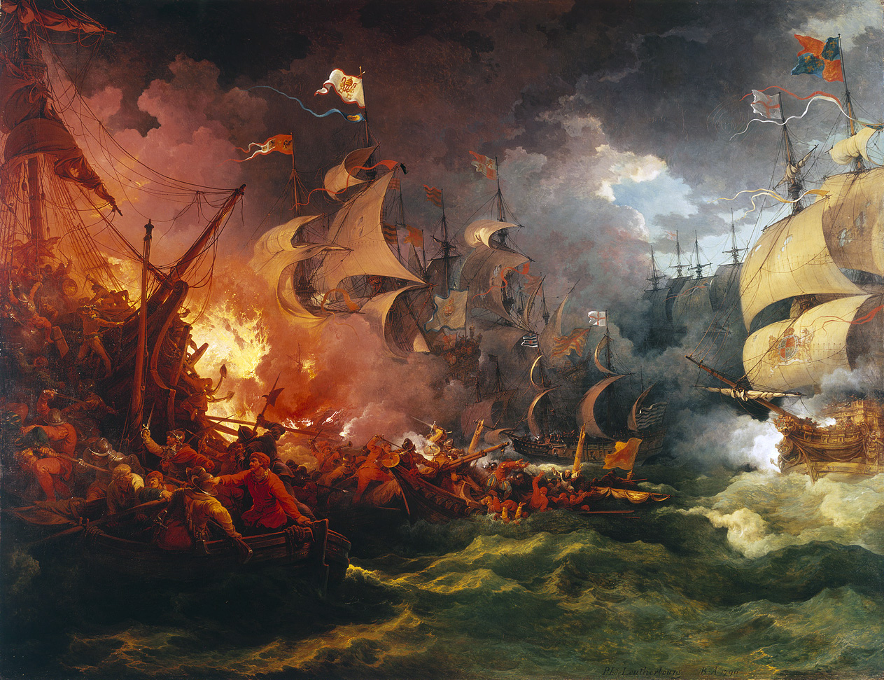 Fireships Ravage the Spanish Armada Illustration World History