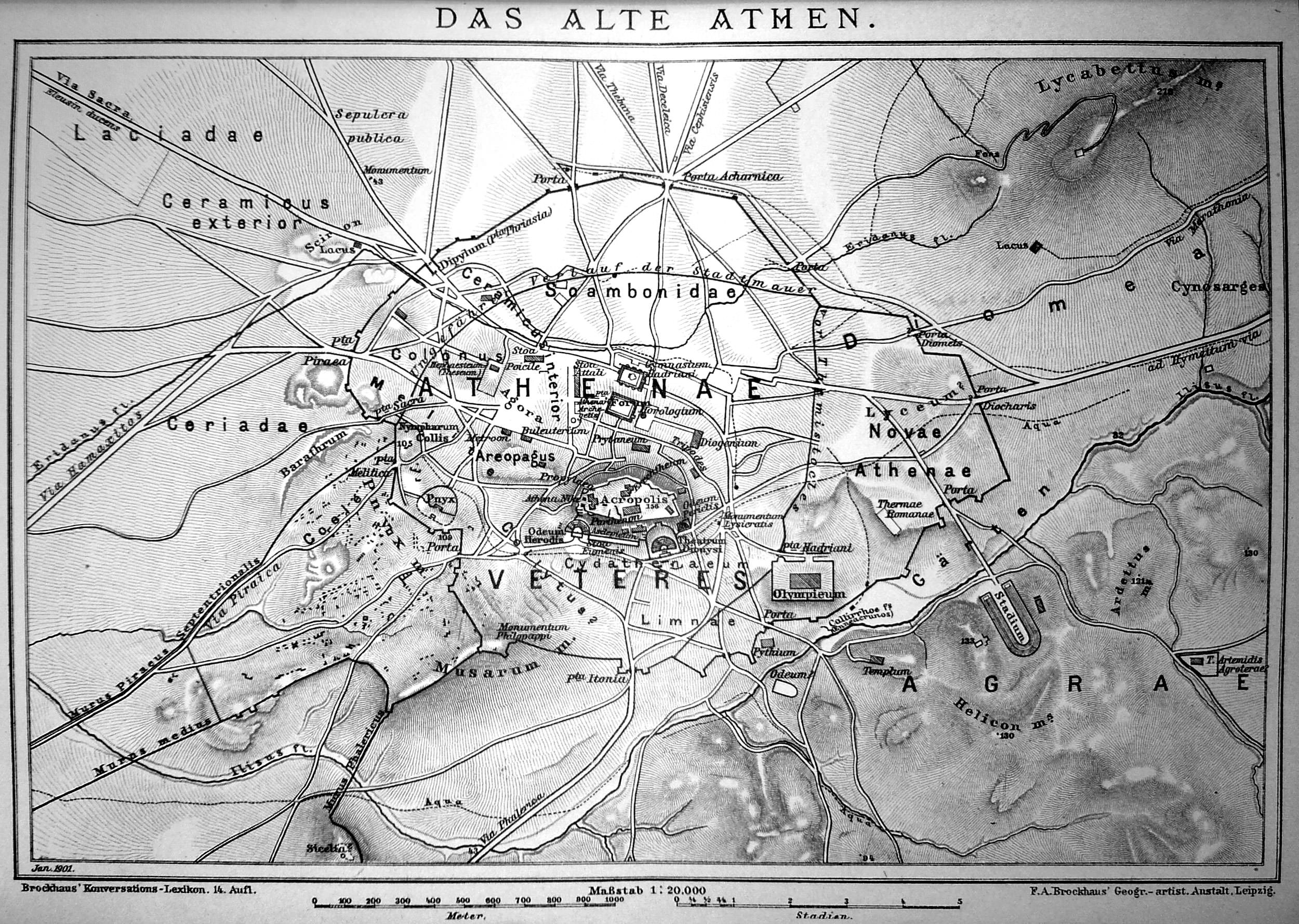 Map Of Ancient Athens, Greece