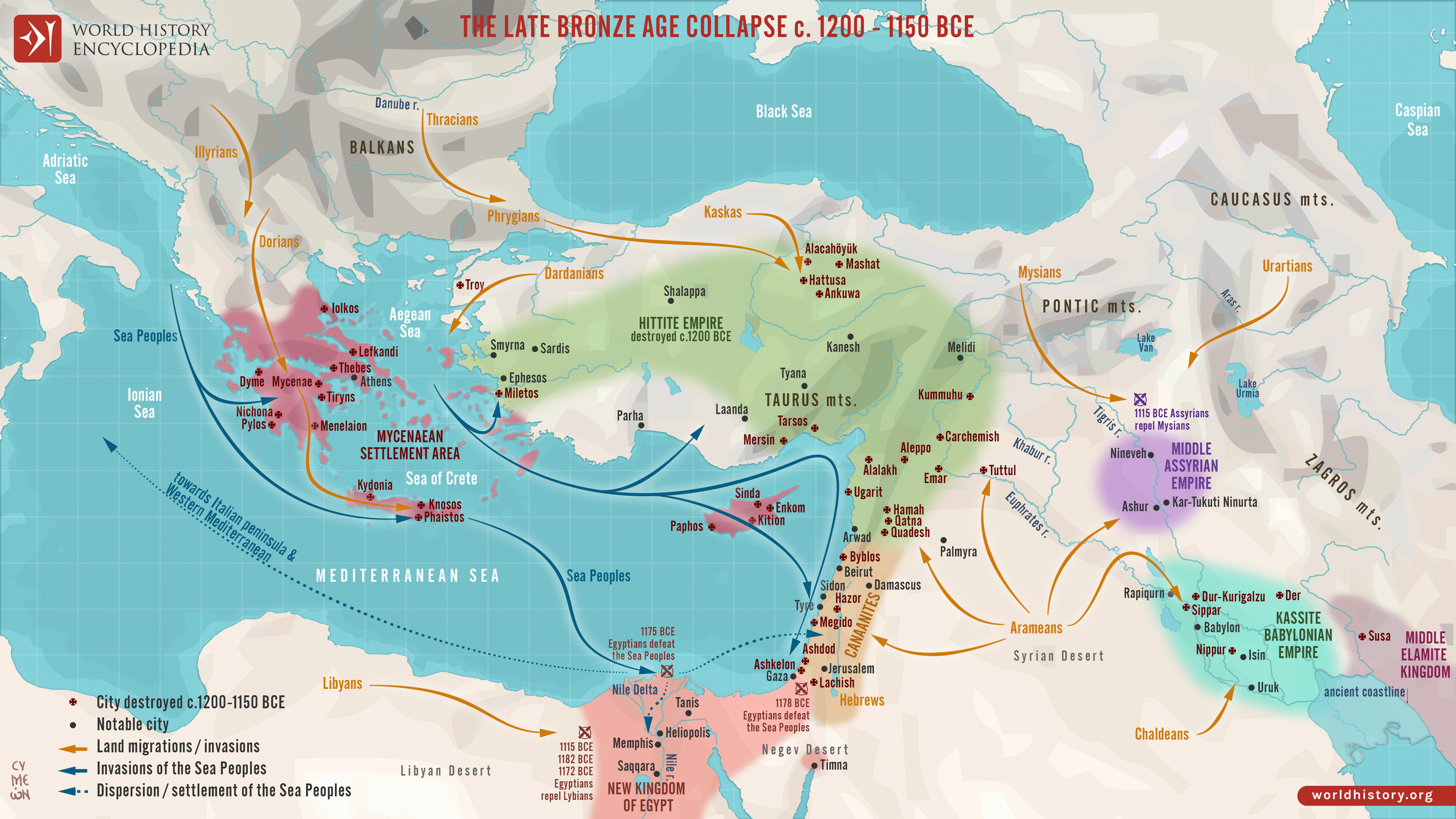 vogn er nok Begå underslæb The Late Bronze Age Collapse c. 1200 - 1150 BCE (Illustration) - World  History Encyclopedia