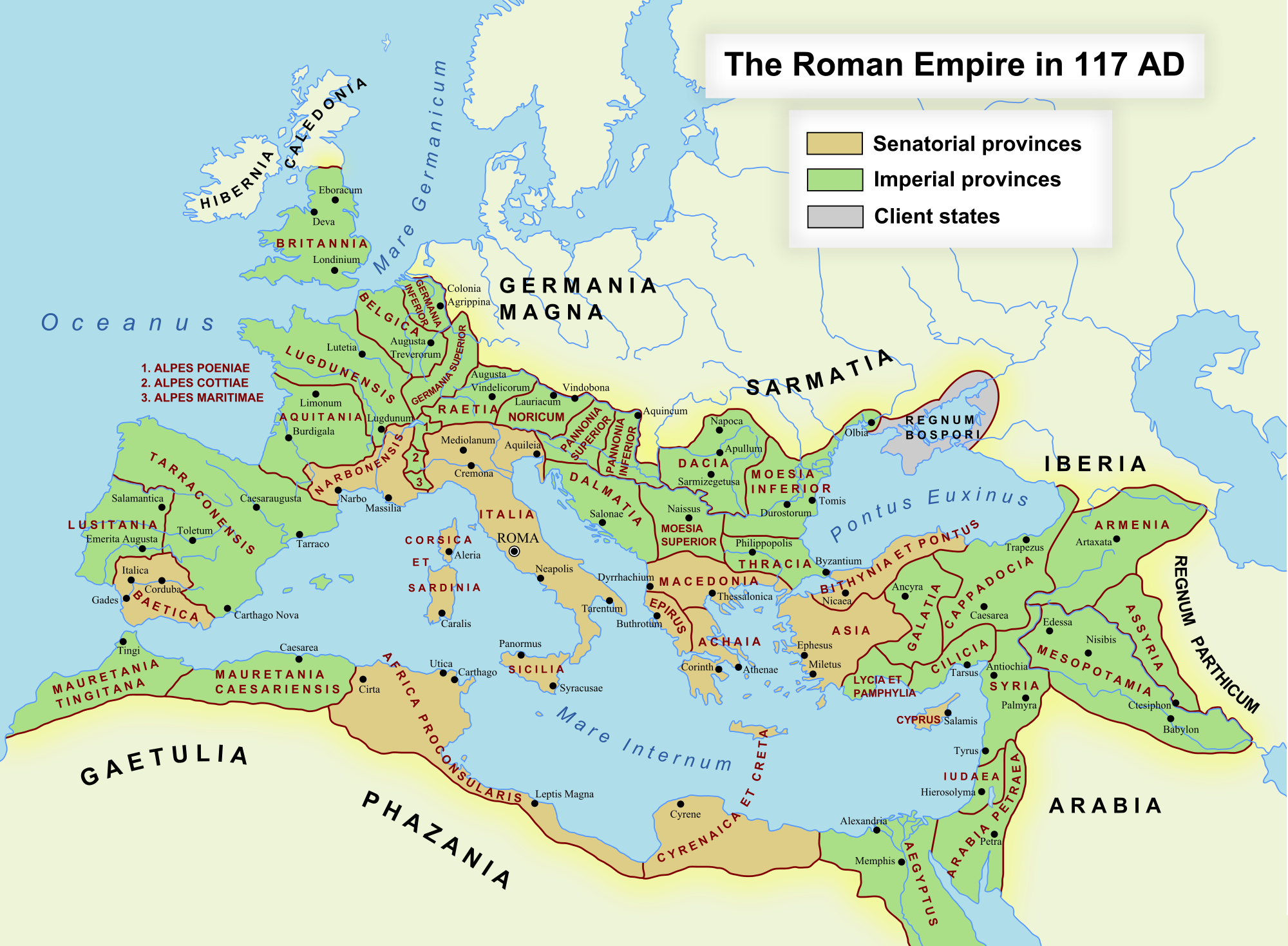 roman empire map at its height