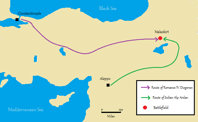 Location Map of the Battle of Manzikert, 1071 CE (Illustration