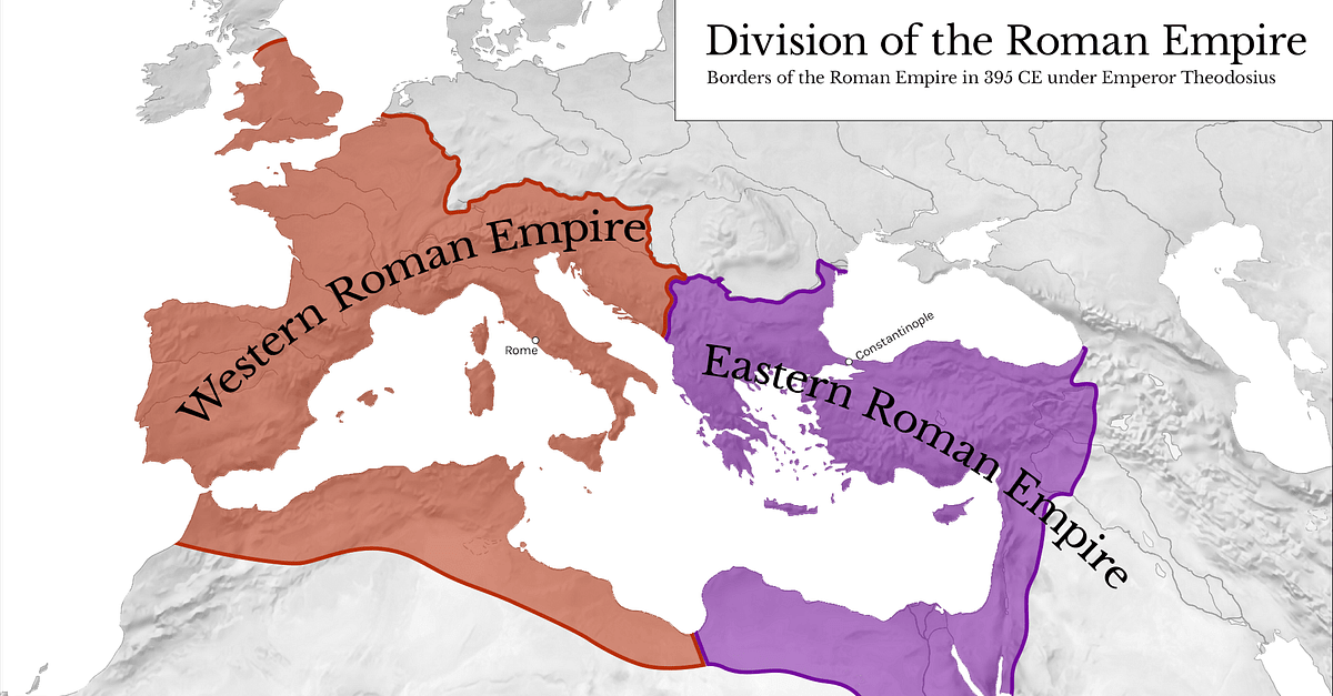 Франция римская империя. Eastern Roman Empire 395. Разделение римской империи карта. Раскол римской империи карта. Деление римской империи карта.