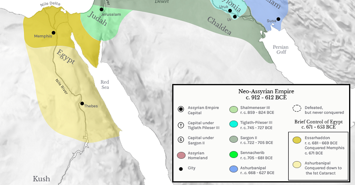 Neo-Assyrian Empire C. 912 - 612 BCE (Illustration) - World History ...