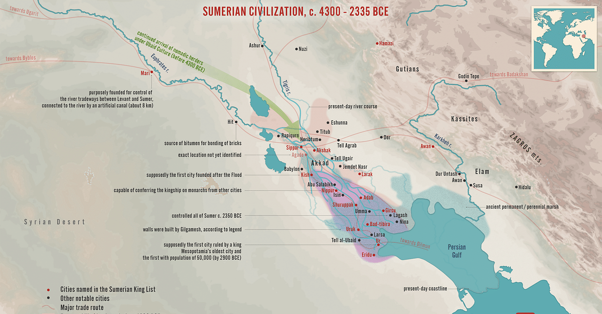 Sumerian Civilization, c. 4300 - 2335 BCE (Illustration) - World ...