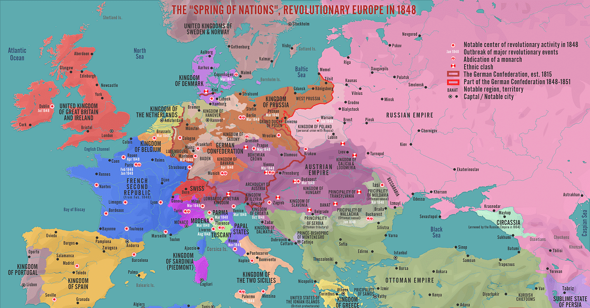 The "Spring Of Nations", Revolutionary Europe In 1848 (Illustration ...