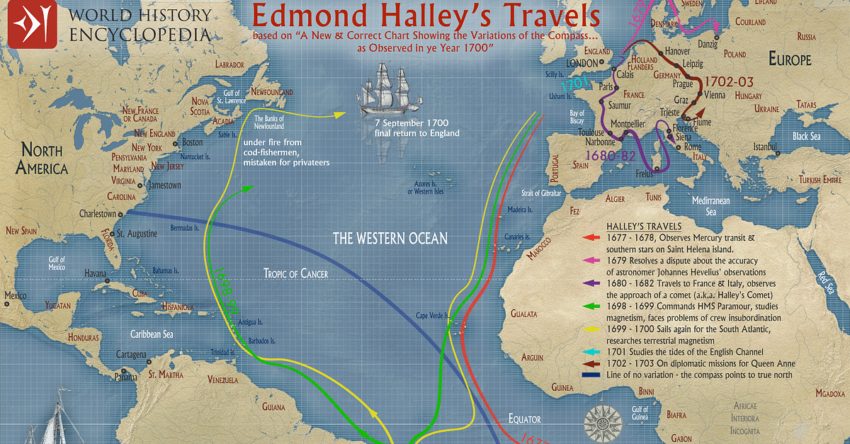 Edmond Halley’s Travels (Illustration) - World History Encyclopedia