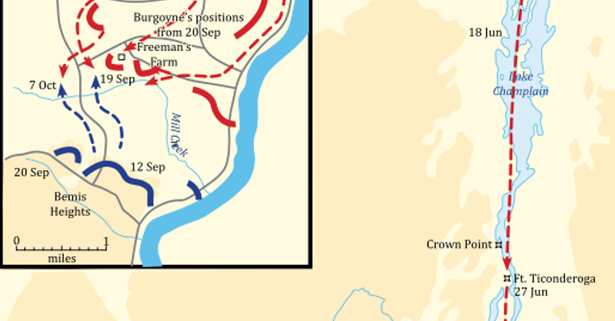 Saratoga Campaign Map (Illustration) - World History Encyclopedia