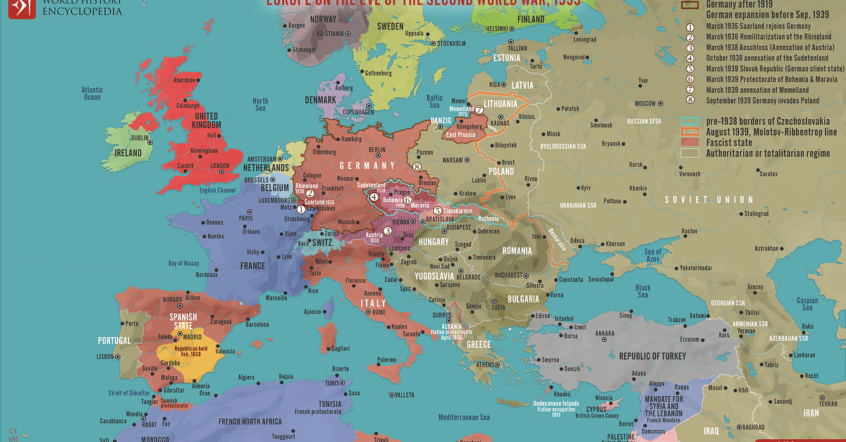 Europe on the Eve of WWII, 1939 (Illustration) - World History Encyclopedia