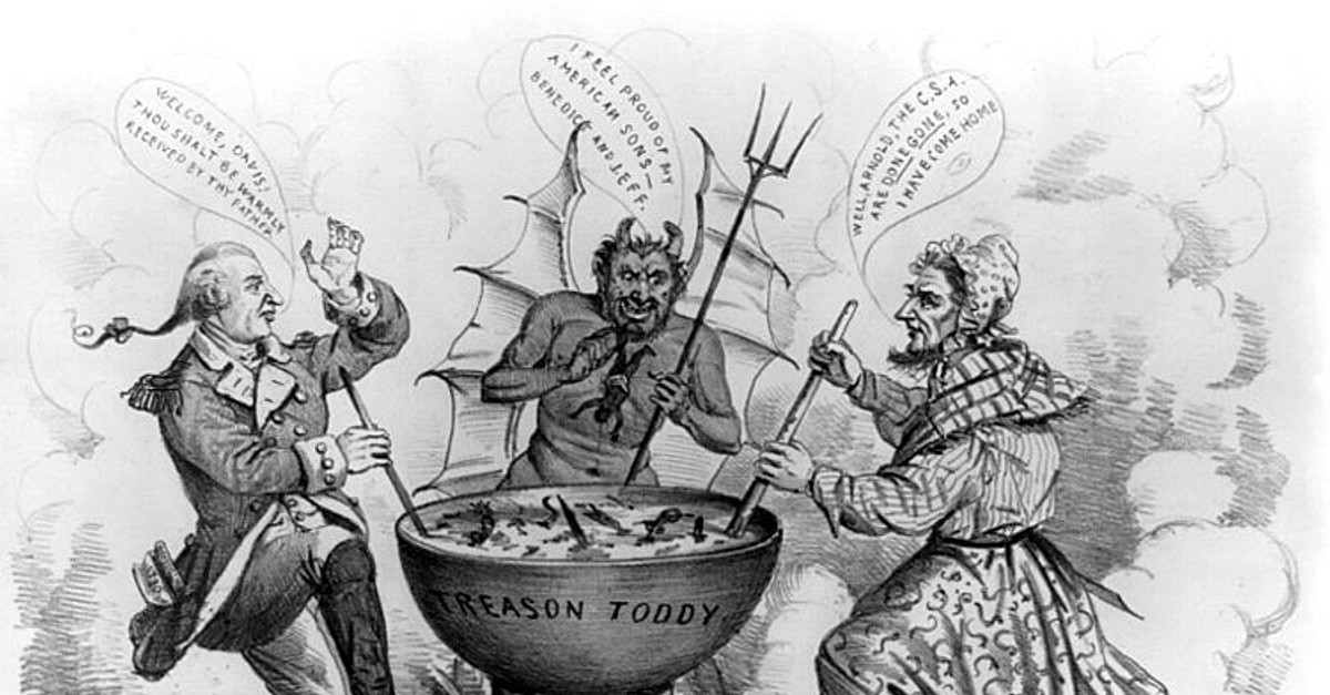 Political Cartoon Depicting Benedict Arnold and Jefferson Davis in Hell ...