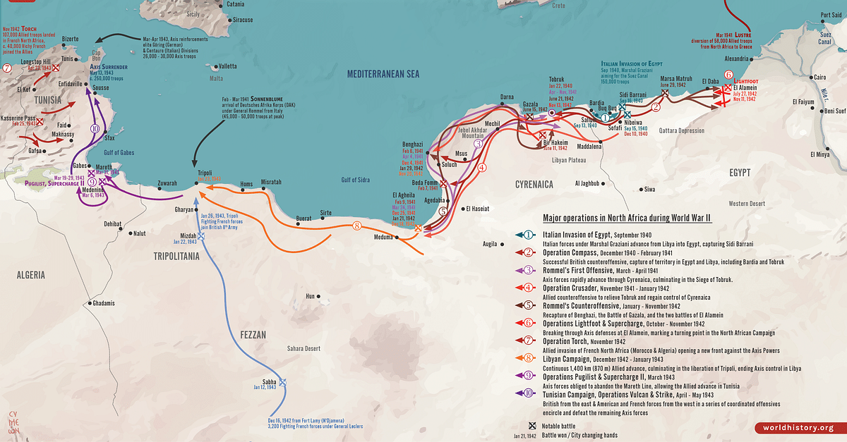 WWII North Africa Campaign, 1940-1943 (Illustration) - World History ...