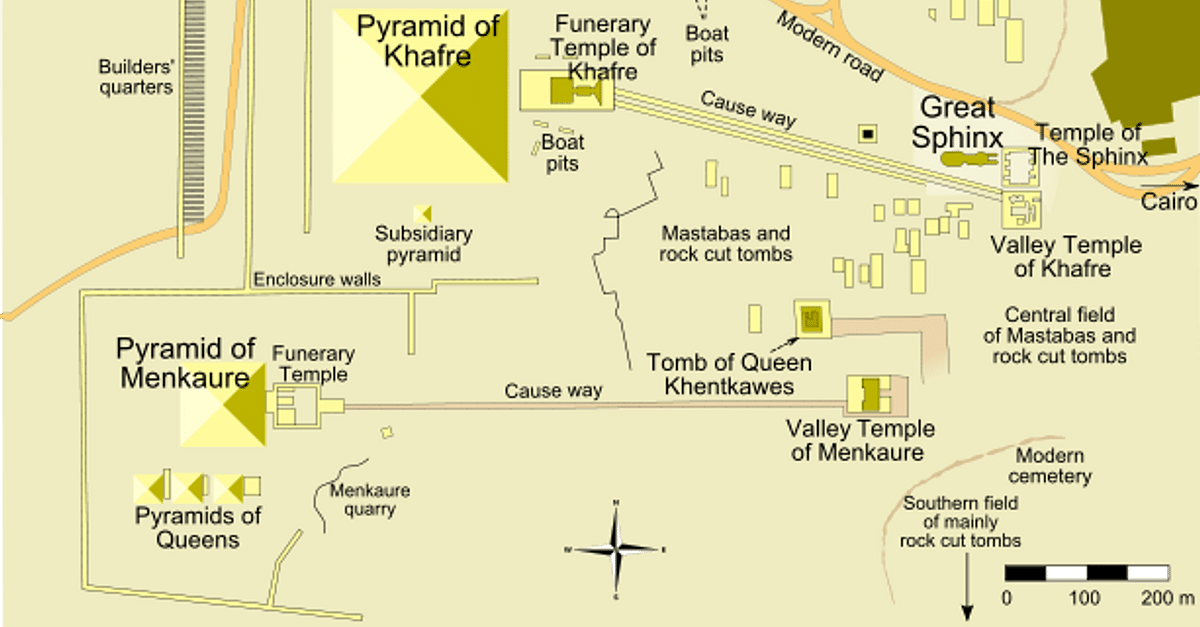 Map of the Monuments at Giza (Illustration) - World History Encyclopedia