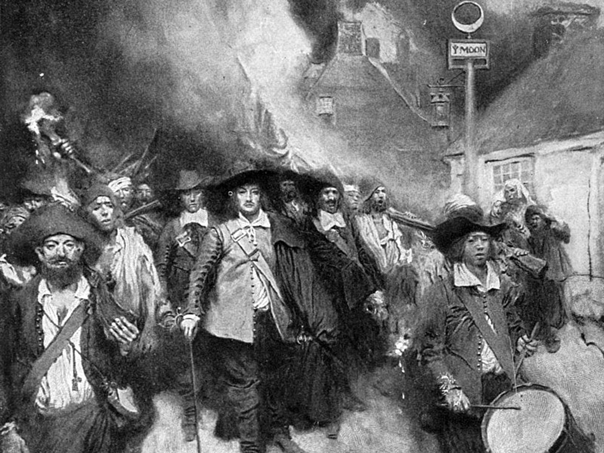 Bacons Rebellion in Jamestown, 1676 available as Framed Prints