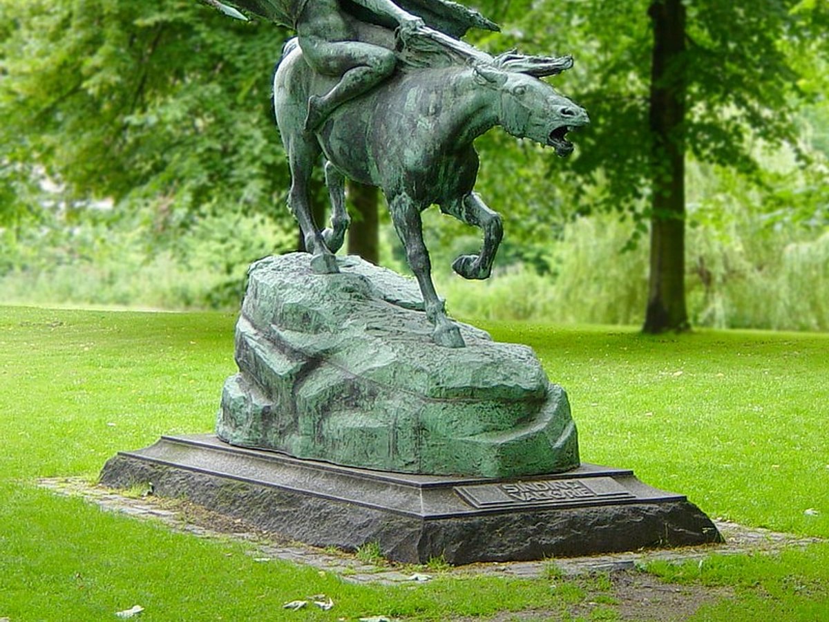 Bronze statue of a valkyrie, a female figure in Norse mythology designed by  sculptor Stephan Sinding 1908 in Churchill park, Copehhagen, Denmark Stock  Photo - Alamy