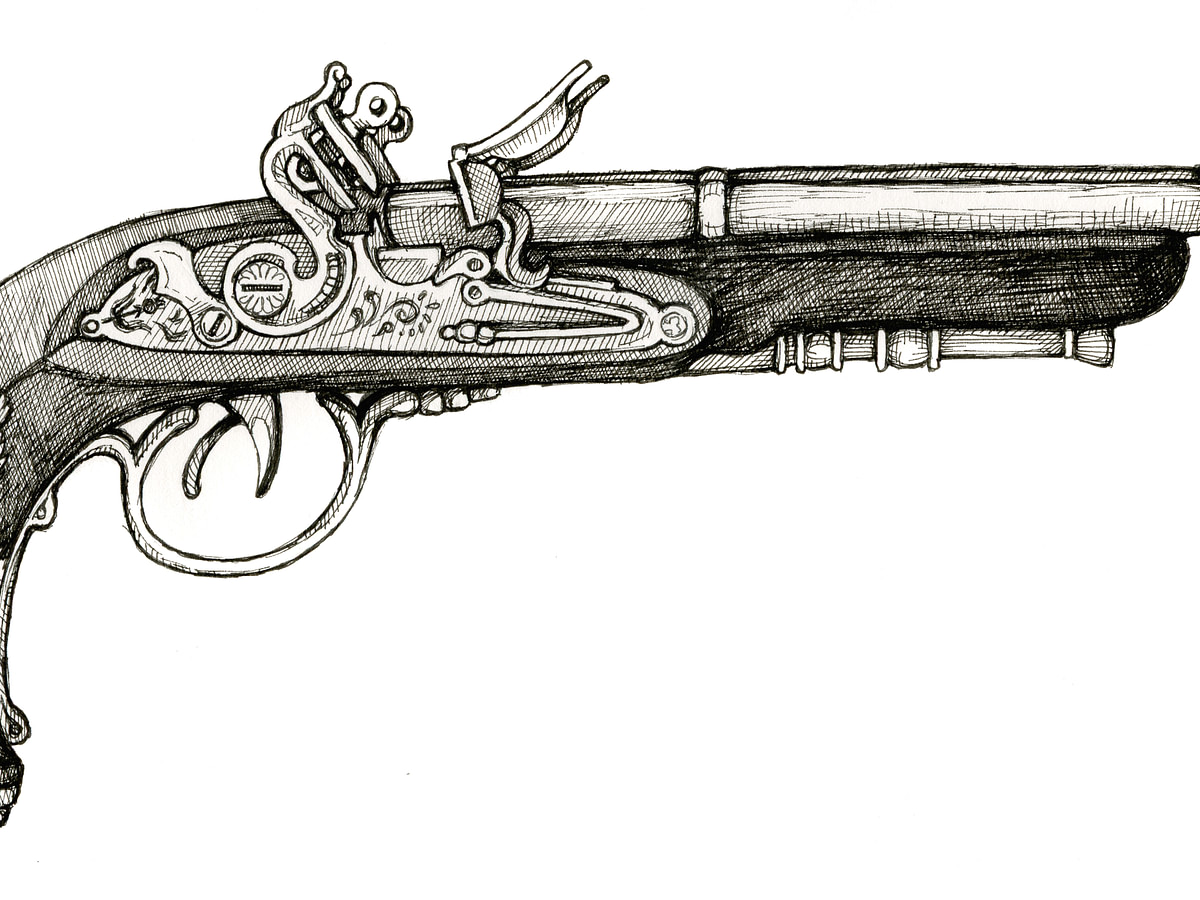 pirate flintlock pistol drawing