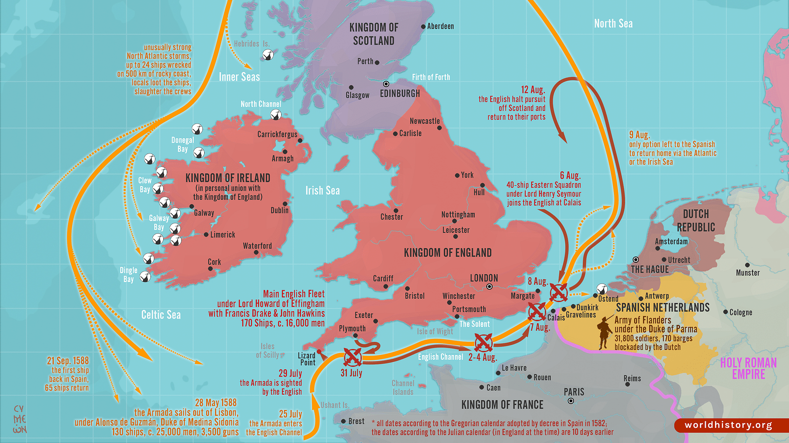 The Spanish Armada Jul Sep 1588 Illustration World History