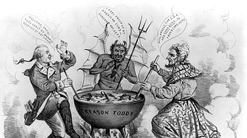 Political Cartoon Depicting Benedict Arnold and Jefferson Davis in Hell