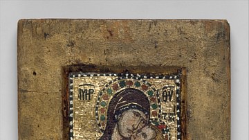 Byzantine Mosaic Icon with the Virgin Eleousa