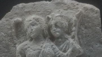 Roman Stucco Medallion Depicting Two Female Figures