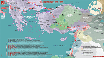 Map of the First Crusade, 1096 - 1099