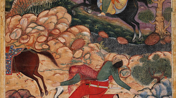 Hamza Kills a Tiger - from the Hamzanama