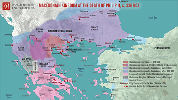 The Macedonian Kingdom at Philip II's Death, c. 336 BCE