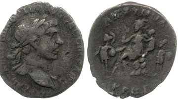 Trajan Cretan Silver Coin Showing Diktynna and Infant Zeus