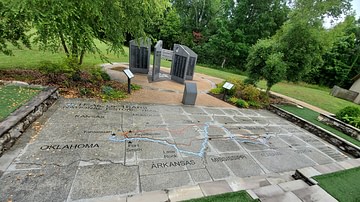 Walkway map at the Cherokee Removal Memorial Park