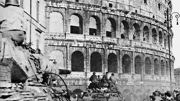 US Army Tanks Passing the Colosseum