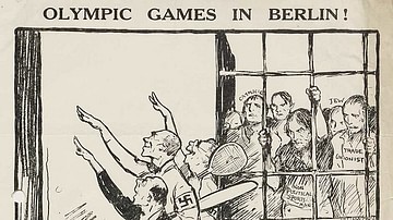 Cartoon Depicting Nazi Sportsmen Destroying the Olympic Spirit (1935)