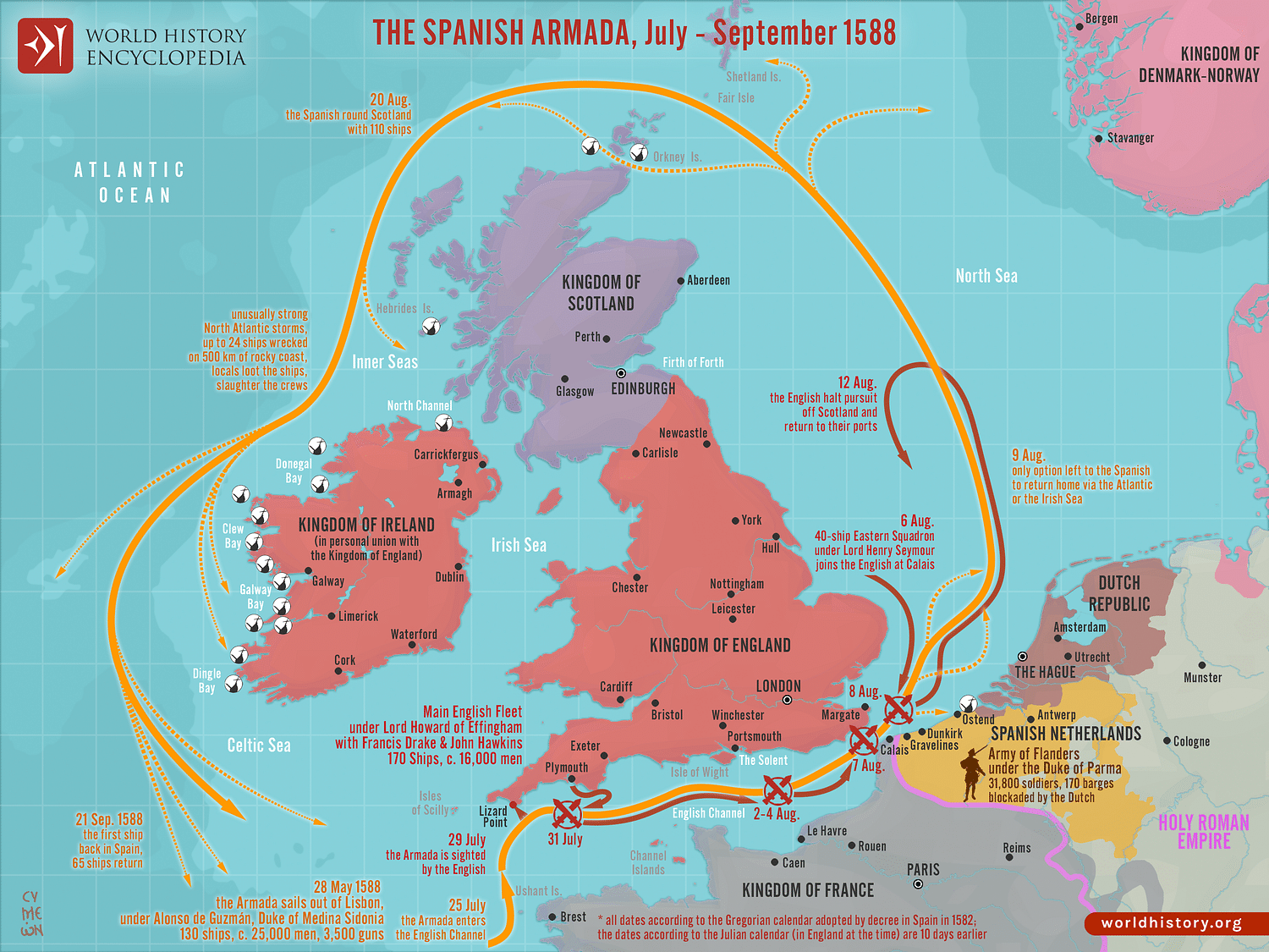 The Spanish Armada Jul Sep 1588 Illustration World History