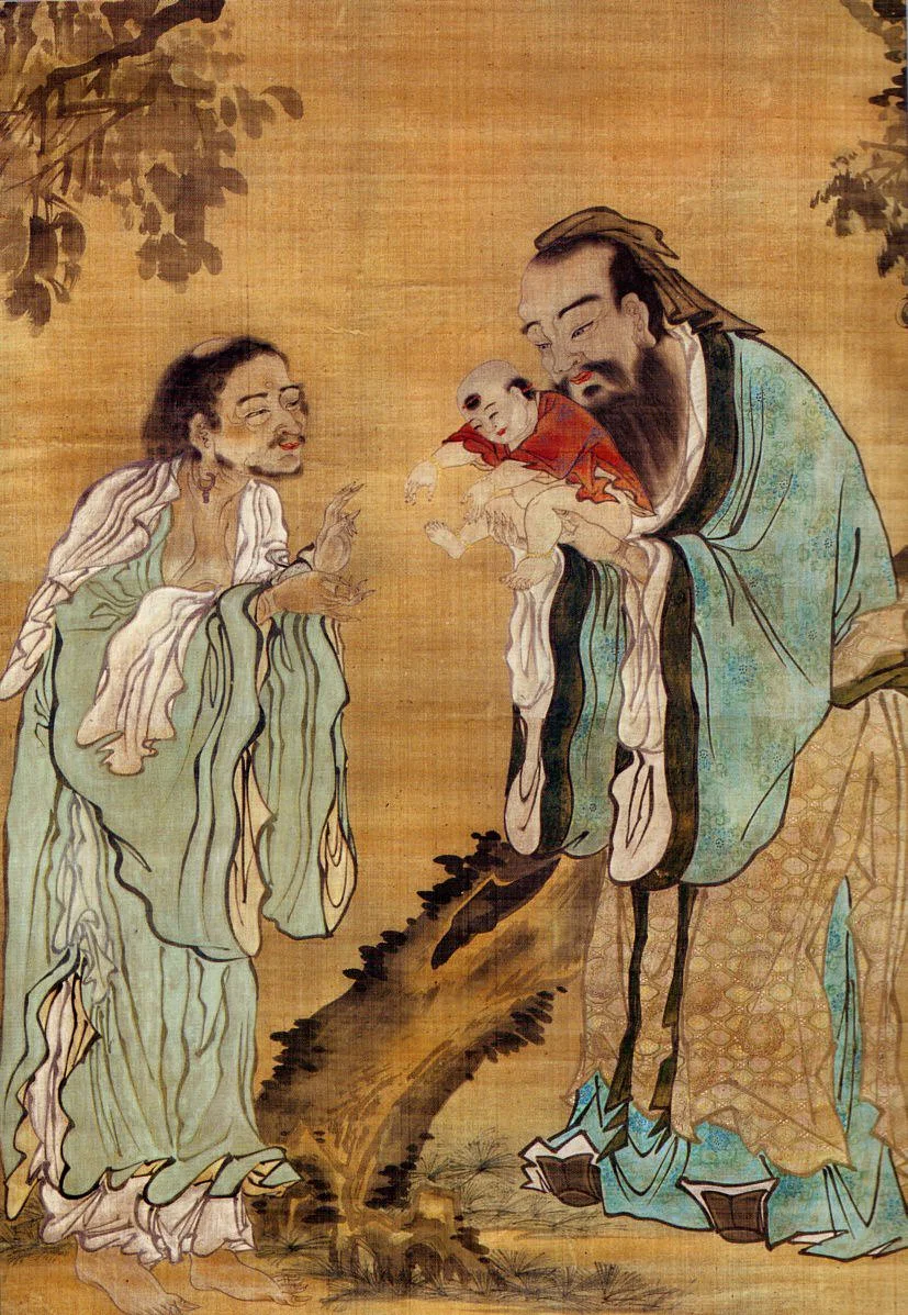 Confucius presenting Gautama Buddha to the philosopher Lao-Tzu.