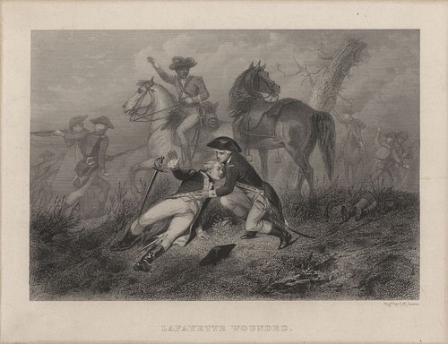 拉斐特在布兰迪万战役中受伤