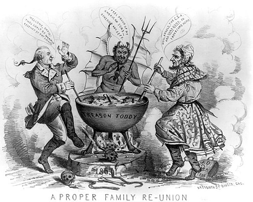 Political Cartoon Depicting Benedict Arnold and Jefferson Davis in Hell