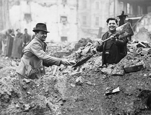 Italian Detainees Working to Clear Rubble During the Blitz