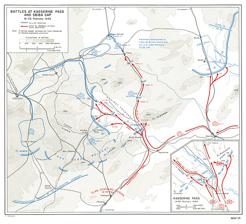 Map of the Battle of Kasserine Pass