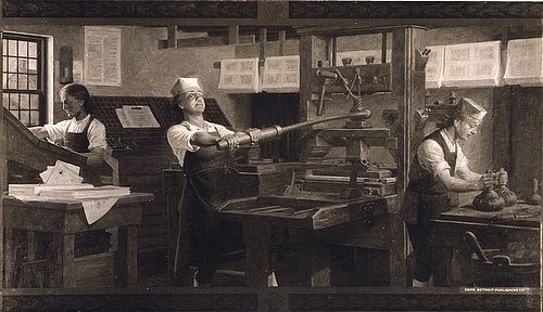 Young Ben Franklin at the Printing Press