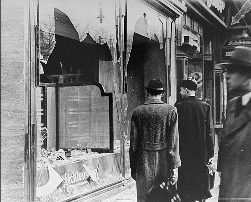 Vandalised Jewish Shop, Berlin (by Unknown Photographer, Public Domain)