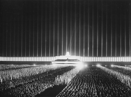 Stage Lighting, Nuremberg Rally of 1937 (by US National Archives, Public Domain)