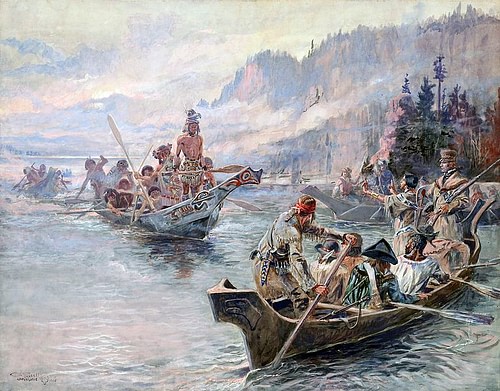 Lewis and Clark on the Lower Columbia (by Charles M. Russell, Public Domain)