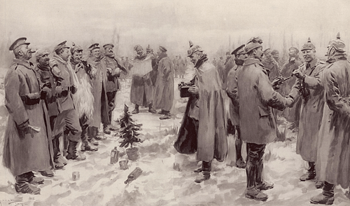 Christmas Truce, Illustrated London News (by Arthur Cadwgan Michael, Public Domain)