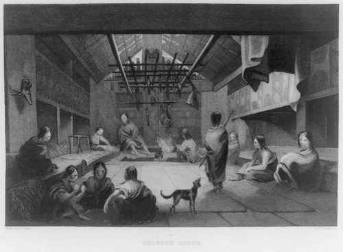 Illustration of the Interior of a Chinookan Plankhouse