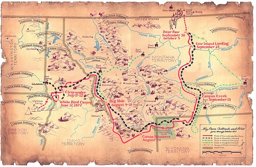 Flight of the Nez Perce and Key Battle Sites of 1877