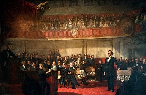 Webster's Reply to Hayne (by George Peter Alexander Healy, Public Domain)