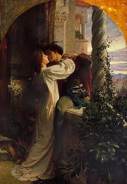 Romeo and Juliet, Balcony Scene (by Frank Bernard Dicksee, Public Domain)