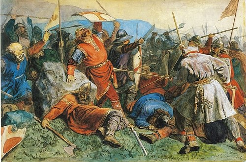 viking battle scene painting