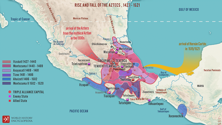 Aztec Empire Map (Illustration) - World History Encyclopedia