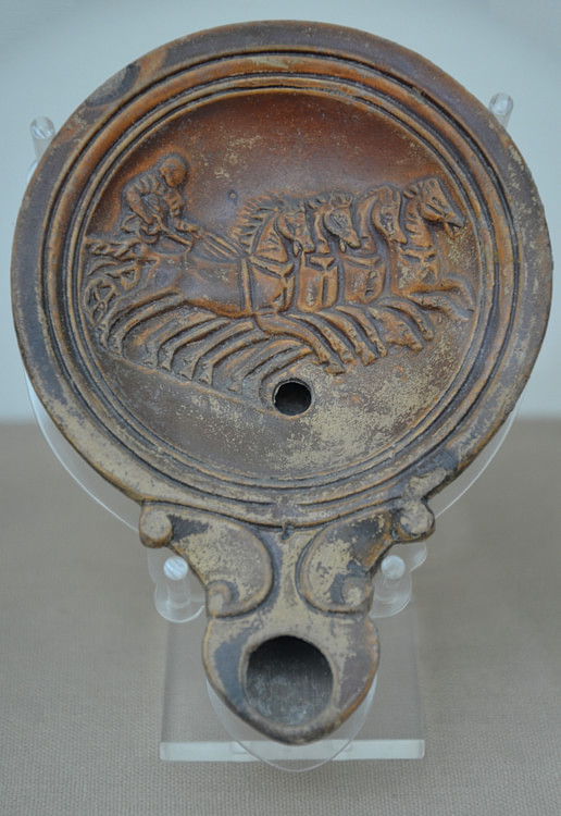 Oil Lamp with a Chariot Scene