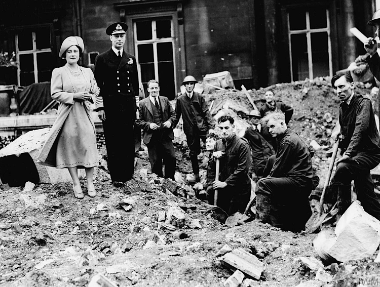King George VI & Queen Elizabeth Visiting Blitz Damage