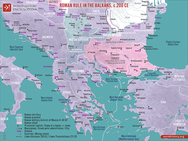 Roman Rule in the Balkans, c. 200 CE