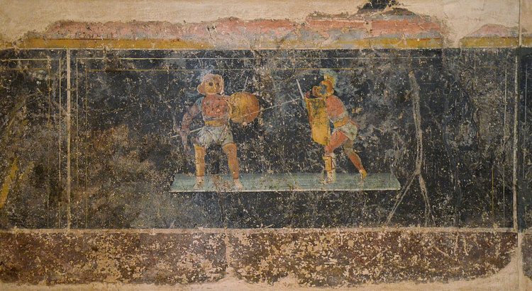 Fresco with a Hoplomachus and a Murmillo